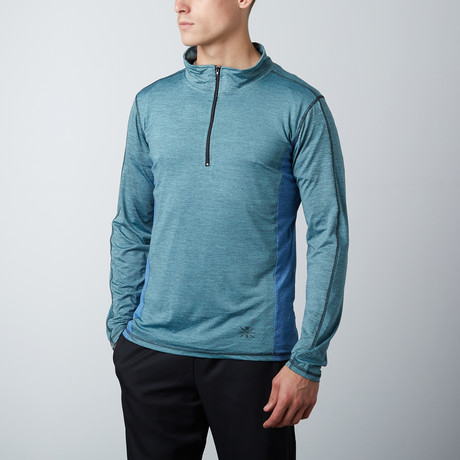 Hook Fitness Tech Pullover // Turquoise + Blue (XS)