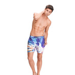 Blue Car Lights // Blue + Orange // 6" Inseam (M)