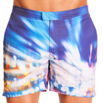 Blue Car Lights // Blue + Orange // 6" Inseam (M)