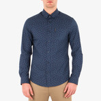 Long Sleeve Soho Print Party Shirt // Staples Navy (L)