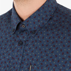 Long Sleeve Soho Print Party Shirt // Staples Navy (L)
