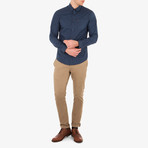 Long Sleeve Soho Print Party Shirt // Staples Navy (L)