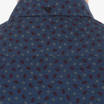 Long Sleeve Soho Print Party Shirt // Staples Navy (L)