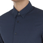 Long Sleeve Optic Chequerboard Shirt // Navy Blazer (S)