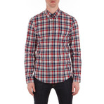 Long Sleeve Marl Multi Gingham Shirt // Red (S)
