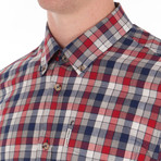 Long Sleeve Marl Multi Gingham Shirt // Red (S)