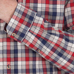 Long Sleeve Marl Multi Gingham Shirt // Red (S)