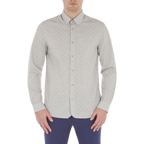 Long Sleeve Two Tone Texture Shirt // Light Ash (S)