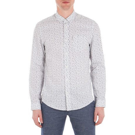 Long Sleeve Geo Print Shirt // Bright White (S)