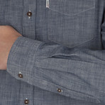 Long Sleeve Chambray Shirt // Navy Blazer (S)