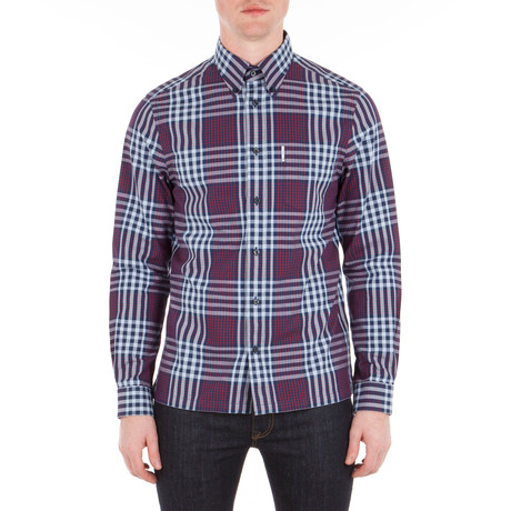 Long Sleeve 70's Gingham Check Archive Shirt // Navy Blazer (S)