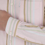 Long Sleeve 60's Candy Stripe Archive Shirt // Candy Pink (S)
