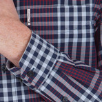 Long Sleeve 70's Gingham Check Archive Shirt // Navy Blazer (S)