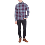 Long Sleeve 70's Gingham Check Archive Shirt // Navy Blazer (S)