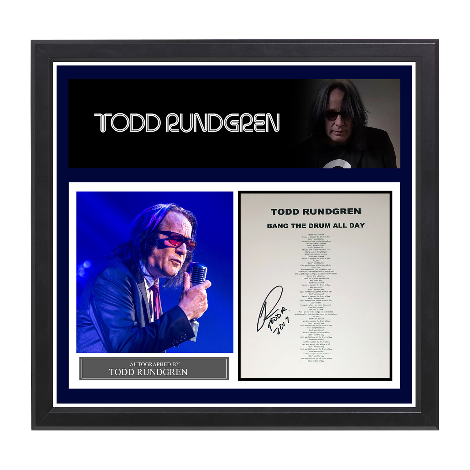 Todd Rundgren // "Bang The Drum All Day" - Autographed Song Lyrics