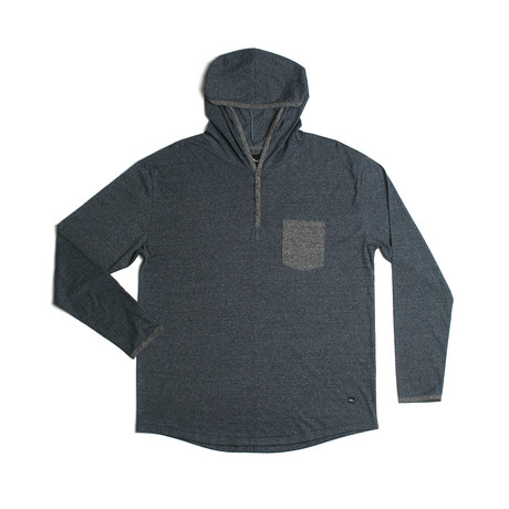 Franco Hooded Henley  // Navy Fleck (S)