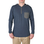 Franco Hooded Henley  // Navy Fleck (XL)