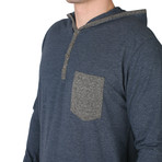 Franco Hooded Henley  // Navy Fleck (XL)