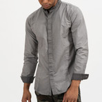 Dave Mandarin Collar Button-Up Shirt // Grey (M)