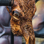 Hand Carved Buffalo Skull // Antique Dragon Fight