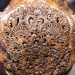 Hand Carved Buffalo Skull // Antique Flower