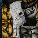 Hand Carved Buffalo Skull // Swirls 1