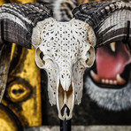 Hand Carved Ram Skull // Celtic