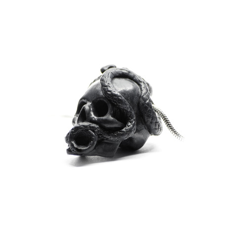 Skull + Snake Pendant // Black + Silver