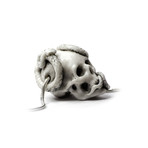 Skull + Snake Pendant // White + Silver