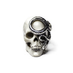 White Skull + Snake Ring (Size 5)