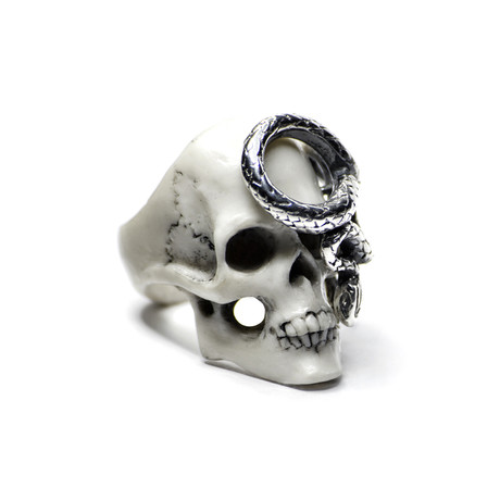 White Skull + Snake Ring (5)