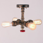 Rustic Copper Pipe Ceiling Light