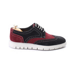 Suede Full Brogue Wingtip Sneaker // Black + Bordeaux (Euro: 44)