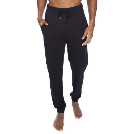 Light Weight Cotton Jersey Cuffed Lounge Pant // Black (S)
