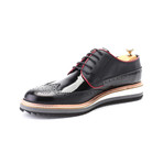 Mixed Texture Contrast Sole Perforated Wingtip Oxford // Black (Euro: 40)