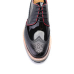 Mixed Texture Contrast Sole Perforated Wingtip Oxford // Black (Euro: 44)