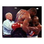 Mike Tyson + Evander Holyfield Dual Signed 'Biting Holyfield' Framed Photo
