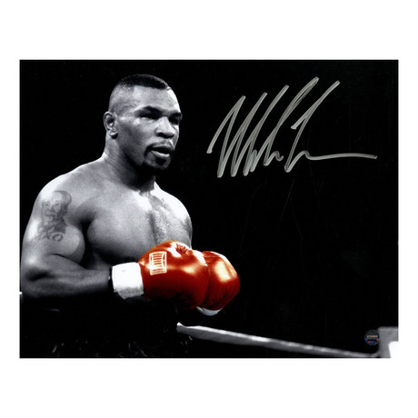 Signed Mike Tyson with Red Gloves