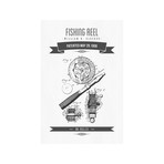 W.H. Glocker Fishing Reel Patent Sketch (18"W x 26"H x 0.75"D)