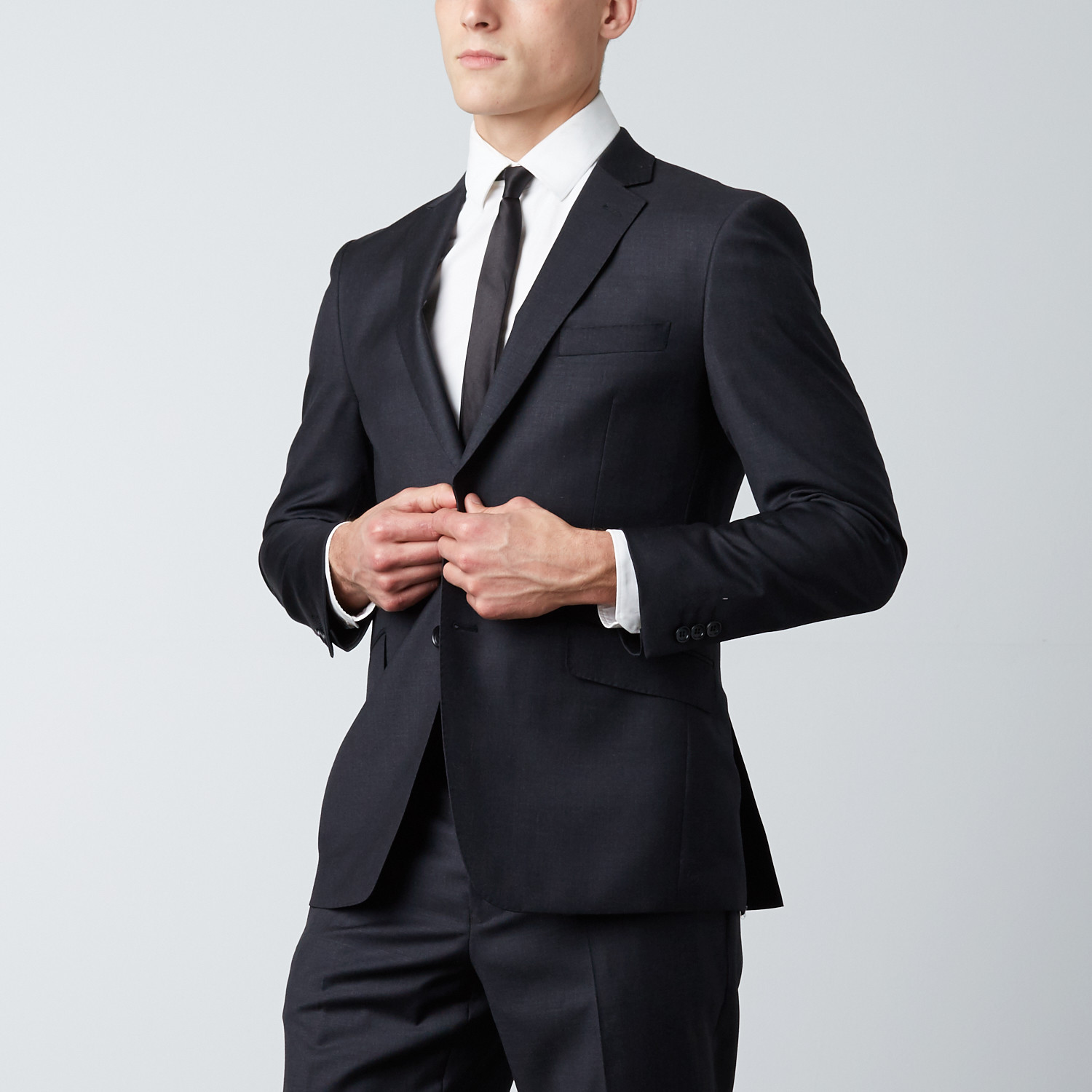 Slim Fit Single Breasted 2-Piece Suit // Charcoal (US: 38R) - Gruppo ...