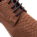 Snake Embossed Belted Leather Blucher // Camel (Euro: 40)