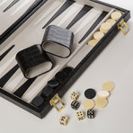 New School Backgammon Set (Blue Ostrich)