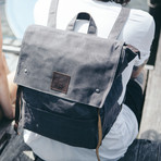 Tyne Foldtop Cityscape Backpack // Grey