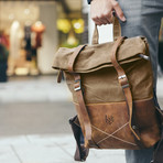 Thames Rolltop Cityscape Backpack // Tan