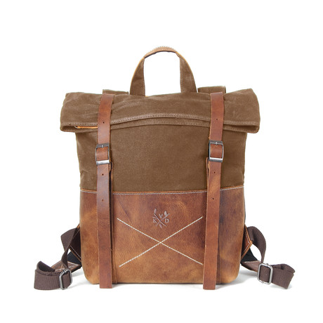 Thames Rolltop Cityscape Backpack // Tan