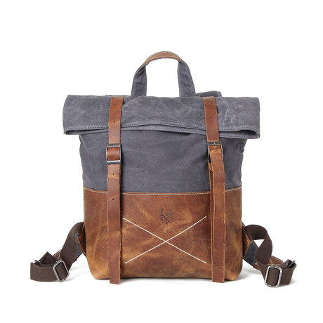 Thames Rolltop Cityscape Backpack // Grey