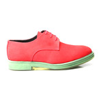 Contrast Sole Lace-Up Suede Derby // Red (Euro: 42)
