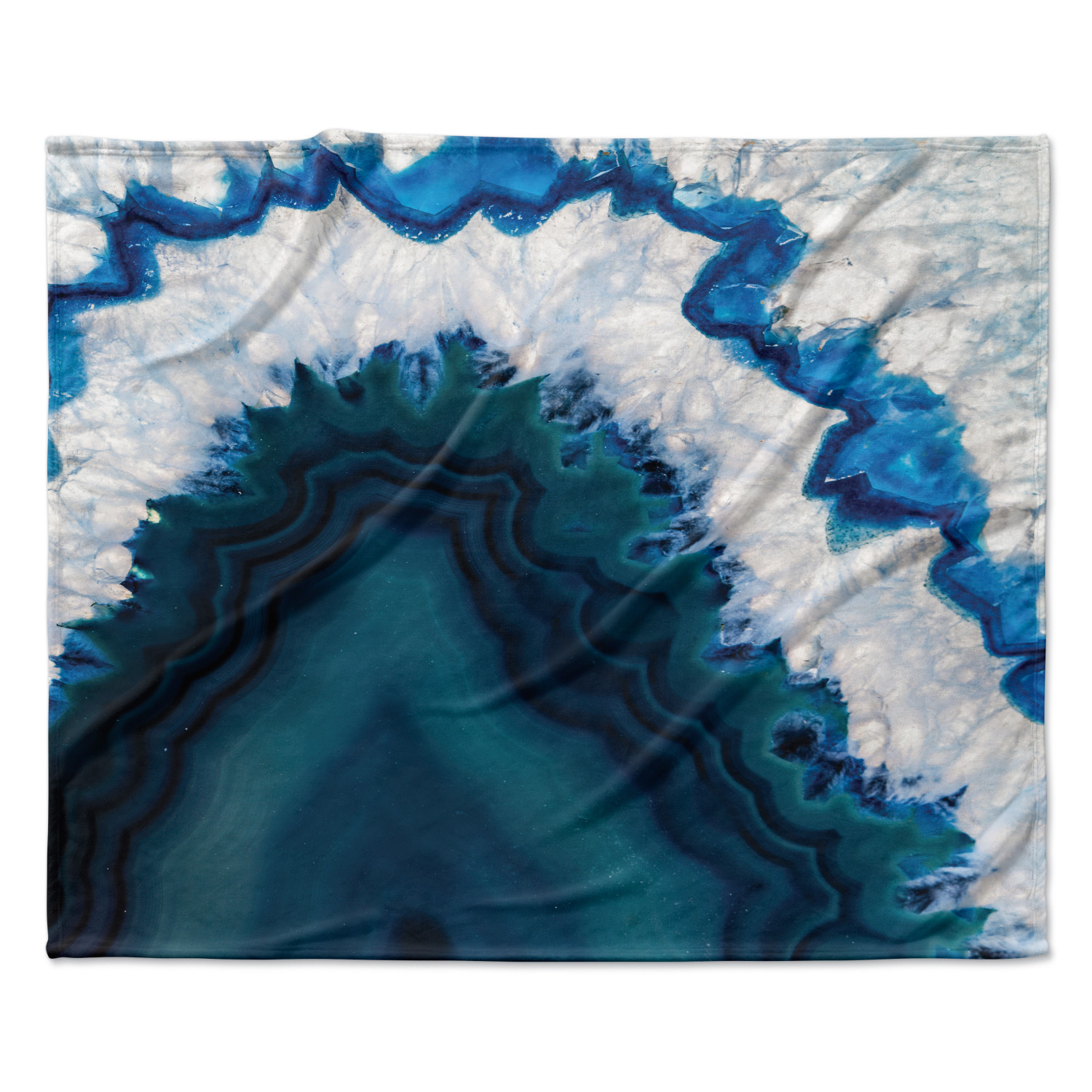Kess InHouse Miranda MOL Flourishing Blue Multicolor Geometric Fleece Throw Blanket 80 by 60 