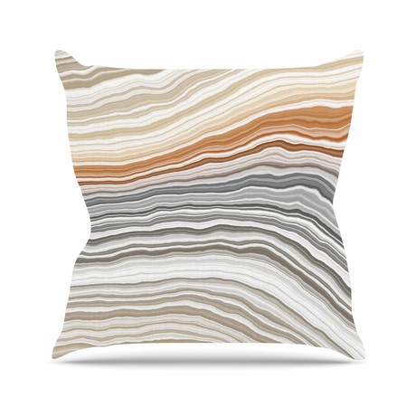 Vernal Pools Tan + White // Throw Pillow (16" L x 16"W)