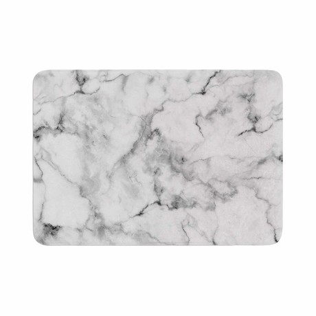 White Marble Black Gray // Bath Mat (17" L x 24"W)